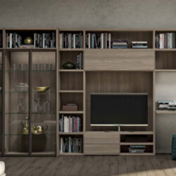 Complementi arredo su misura a Treviso - stanza arredata con libreria scaffali televisione e armadio
